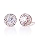 GULICX Halo Stud Opal Earrings Rose Gold Plated Round CZ Cubic Zirconia