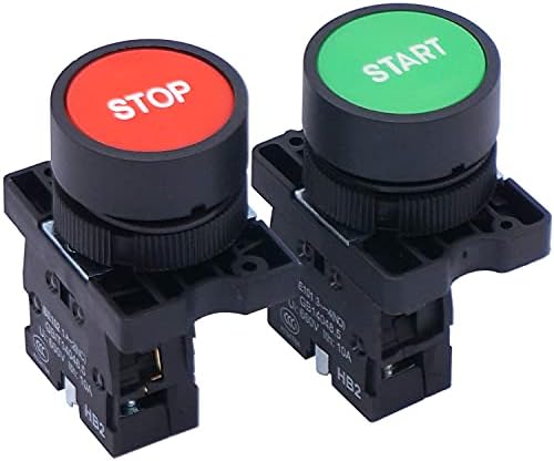 Taiss Momentary Push Button Switch Start/Stop Red Green Sign NO NC AC 660V 10A Button Switch HB2-Start/Stop