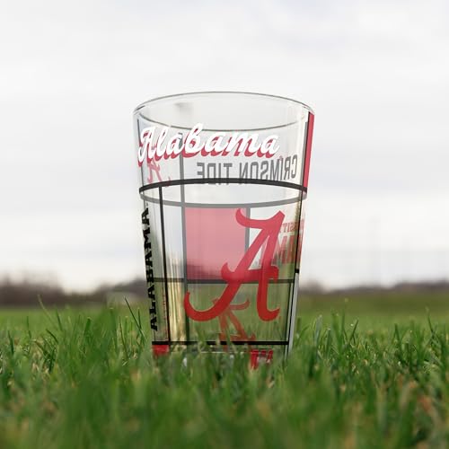 Image of Logo Brands NCAA oz Stained Glass Pint Glass - 3D Embossed Logo & Bold Team Colors - Durable Sports Fan Beer Glass for Home, Bar & Tailgates