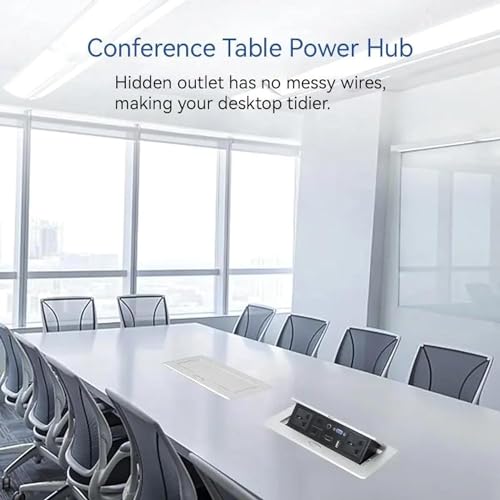 Image of COOLCOLD Hydraulic Cable Cubby, Conference Table Connectivity Solutions, Pop Up Box with Type-C, HDMI, VGA, 3.5MM Audio Port, LAN, Power Ports & USB Port (Black)