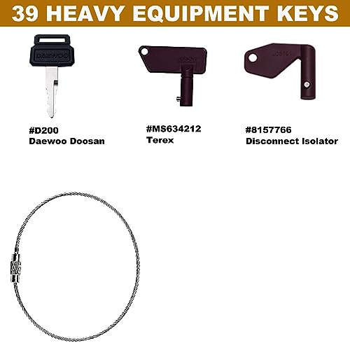 Image of 39 Heavy Equipment Keys Master Set, Construction Machine Operator Ignition Key Set for Caterpillar Bobcat JD Case JLG JCB Volvo Hyster Ford New Holland Yanmar Takeuchi Kubota Komatsu Toyota Hitachi