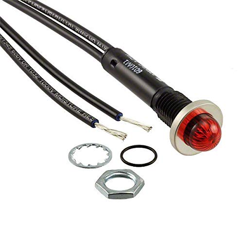 Visual Communications 6010M1 Neon Panel Indicator Red 105 V ~ 125 V Round with Domed Top, 9.90mm Wire Leads - 4.6