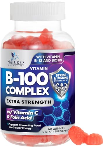 B Complex Supplement Gummies - Extra Strength Super B Vitamin Gummy with Vitamin C & Folic Acid,