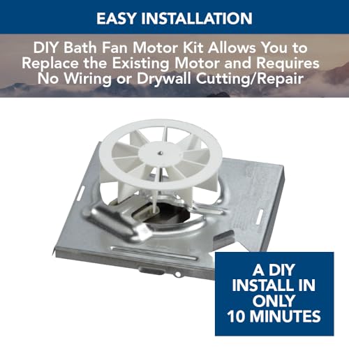 Broan-NuTone RE70BN Bathroom Exhaust Fan Replacement Motor Kit – 70 CFM, 6.0 Sones, Direct Fit For Select 70 & 50 CFM Fans, Easy 10-Minute DIY Install