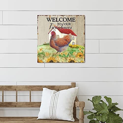Panneau en bois coq rouge décoration murale cuisine rustique