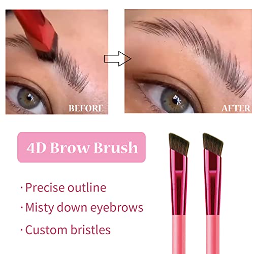 4D Hair Stroke Brow Stamp Brush, Realistic Eyebrow Hair Stroke Brush With Eye Tint Cream, Multifunction Square Angled Eye Brow Brush Comb (Dark Brown) #TOP1