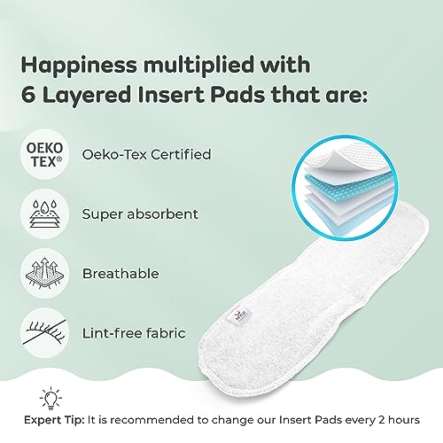 Image of Mylo Leak Proof Baby Cloth Diapers (2 Diaper & 2 Inserts) for 3 Months to 3 Years Babies | Washable & Reusable| Adjustable Waist & Height| Oeko Tex Certified-Heart Doodles + Rainbow