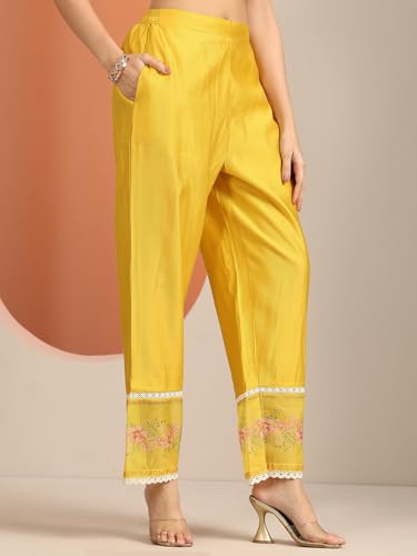 Image of Libas Embroidered Silk blend Straight Kurta With Trouser and Dupatta | ethnic wear | bridal suit | wedding dress | occasion wear