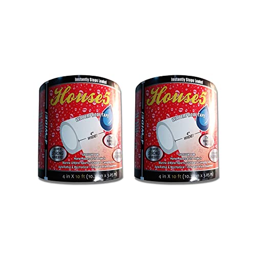 Image of House5 Waterproof Patch & Seal Tape 4 Inch x 10 Feet White, (Pack of 2)