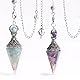 Amethyst Kristall Pendel,2 Stücke Natürlichem Kristall Edelsteine Kegel Anhänger mit Kette,Klarer Harz Pendel Ornamente für Wahrsagen Hexerei Zeremonie Reiki Witchcraft Meditation (Lila,Blau)