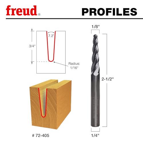 Image of Freud 7 x 1 /8 inch Tapered Ball Tip, Solid Carbide, 1 /4 inch Shank (72-405)