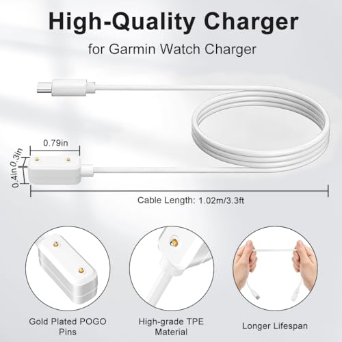 Image of ZORBES 3.3Ft /1M USB C Watch Charger Cable for Samsung Fit 3 (1.6'' Display), Replacement Galaxy Fit 3 Smart Charger Cable, Dual Pin Magnetic Charging for Samsung Watch (White)