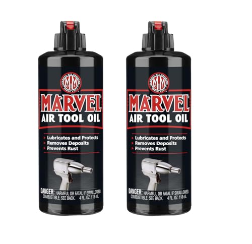 Marvel Air Tool Oil 4 oz Bottles Pneumatic Tool Lubricant for Smooth Starting & Longer Tool Life Dissolves Gum & Sludgy Buildup Improves Performance 2-Pack