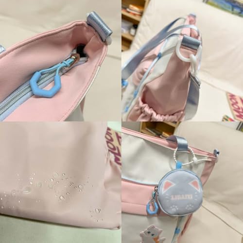 Kawaii Messenger Bag with Cute Accessories Nylon Casual Crossbody Hobo Tote Shoulder Bag Travel Daypacks4
