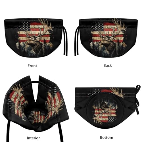 Image of Xoenoiee American Flag Hunting Elk Pattern Tea Cozy Cotton Tea Cosy for Teapots Keep Warm Teapot Cover Insulated Kettle Cover for Home Kitchen Table Decor 4th of July Patriotic Flag