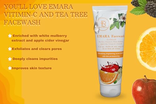 Image of EMARA Facewash with Tea Tree Oil, Vitamin C, Apple Cider Vinegar and Ceramide