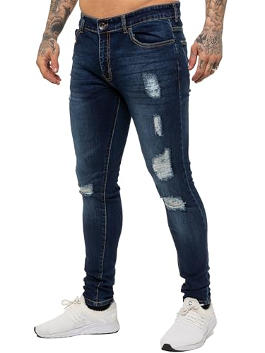 989Zé ENZO Mens Skinny Ripped Jeans Casual Stretch Distressed Denim Pants