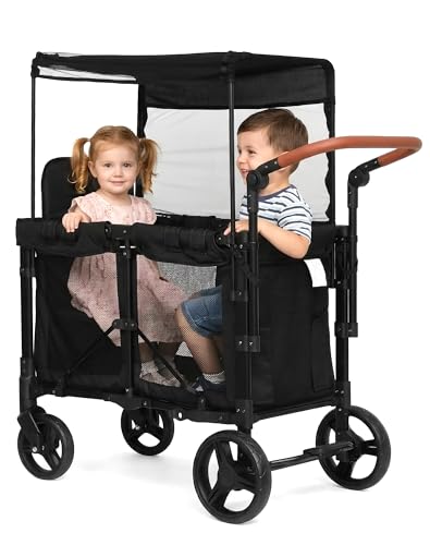 CAtArt Wagon Stroller for 2 Kids Double Seater Push Stroller with Canopy