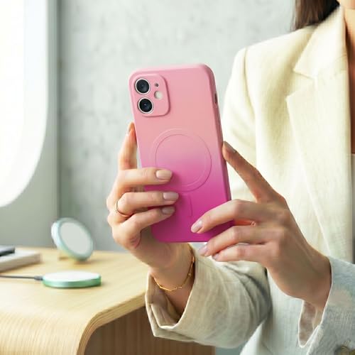 Image of amazon basics Gradient Mag-Safe Case for iPhone 11 | Soft Silicone Shockproof Cover with Camera Protection | Slim Lightweight Design | Smooth Touch & Durable - Light and Dark Pink