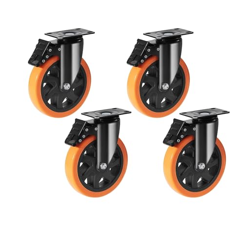 Roulettes pivotantes avec verrou de sécurité en PVC 6" pour un déplacement fluide de chariot