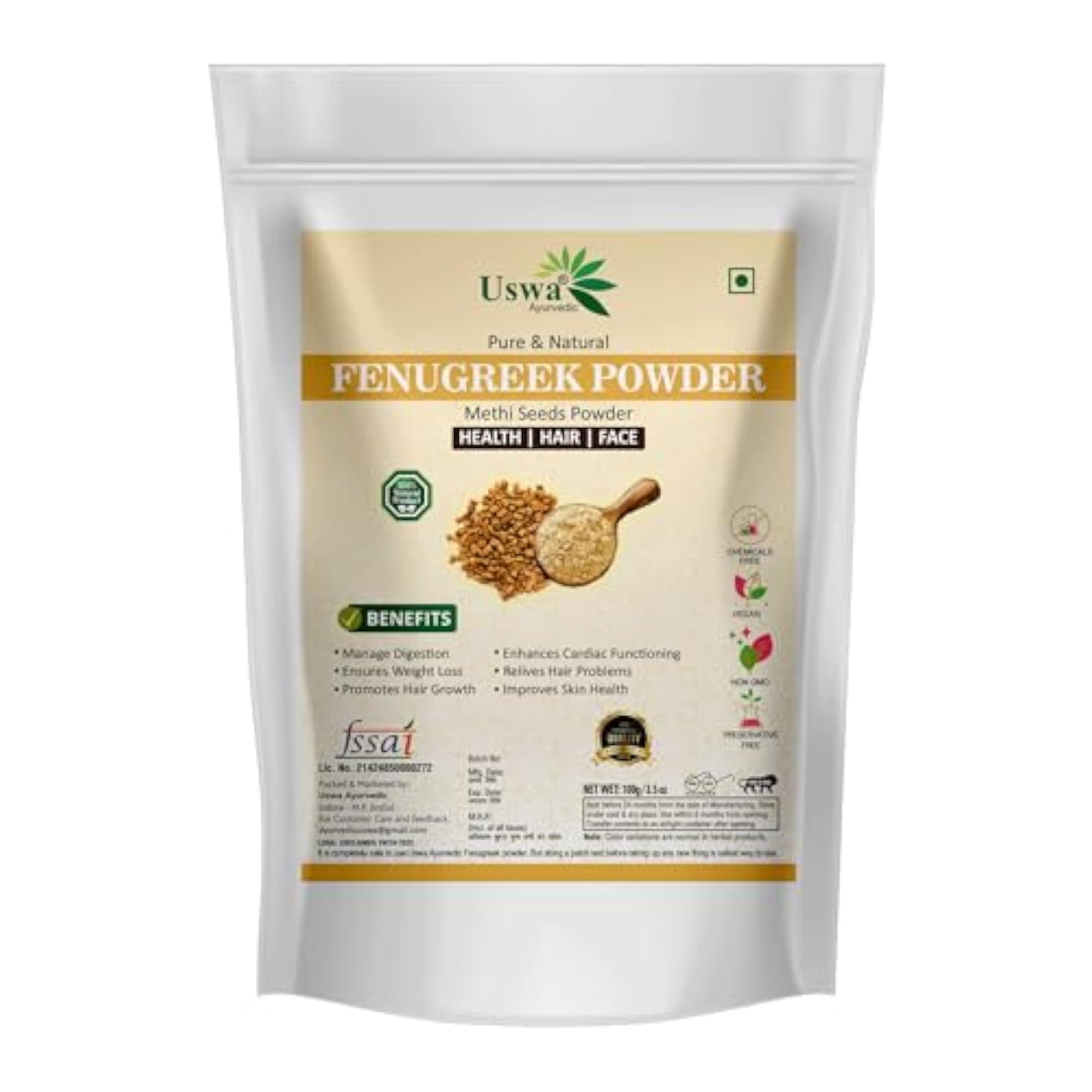 Fenugreek Seed Powder for Hair Growth & Skin, 100gm