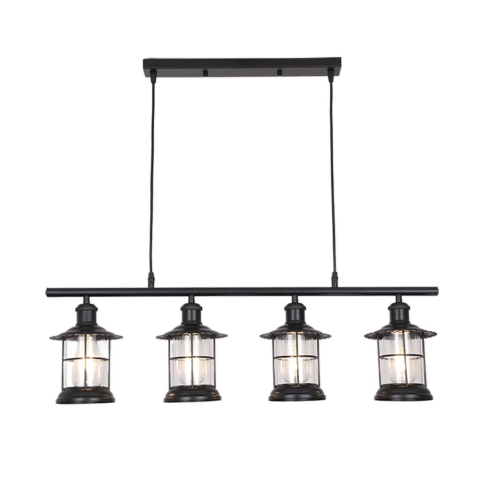 Lustre suspension longue bande luminaire d'intérieur rétro en métal verre réglable E26