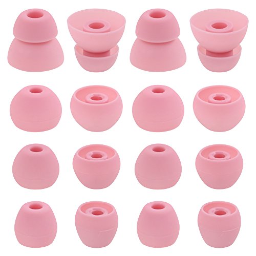 ALXCD Eartips Compatible with BeatsX in-Ear Earbuds, 8 Pair S/M/L & Double Flange Soft Silicone Earbuds Tips, Compatible with Beats by Dr. Dre BeatsX [8 Pair/Pink]