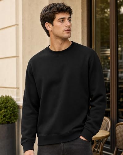 Image of Nobero Sweatshirts for Man Stylish | 280 GSM Rich Cotton Fleece Solid Regular Fit Full Sleeve Sweatshirt for Men | Stylish Casual Wear Winter Crew Neck Sweatshirt for Men