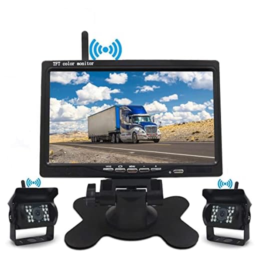 Cámara de Marcha Atrás Inalámbrica Kit, 2*Cámara de Visión Trasera Nocturna Infrarroja y 7 Pulgadas 800 * 480 LED Monitor para Coche/Camión/RVs