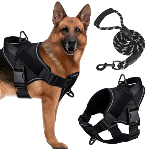Qixuer Arnés para perros grandes, con correa de 1,5 m, antideslizante, transpirable, perfecto para entrenamiento y paseos