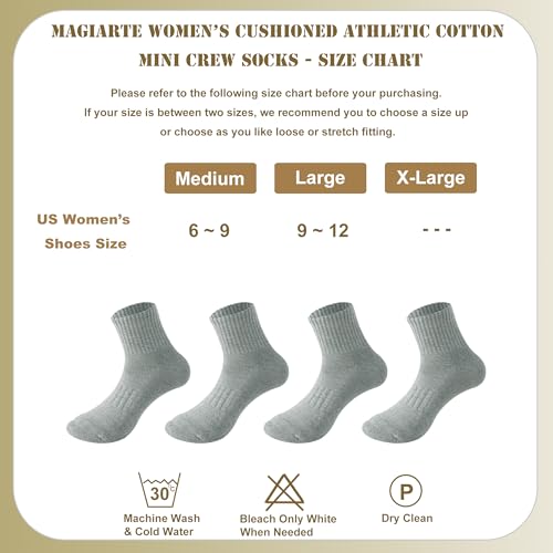 Image of MAGIARTE Womens Athletic Cotton Mini Crew Socks Thick Cushioned Running Hiking Multi Sports Socks for Women 4 Pairs