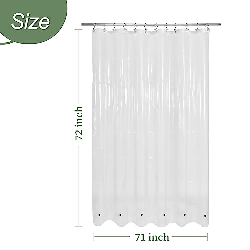 Image of Mrs Awesome Clear Shower Curtain Liner with 6 Magnets, Waterproof PEVA Plastic Shower Curtain for Bathroom Standard Size 72 Inch, Clear