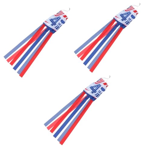UKCOCO 3 Piezas bandera de la tráquea cuatro día colgante decoración mangas de viento Bandera decorativa al aire libre manga de viento de la bandera de estados unidos poliéster
