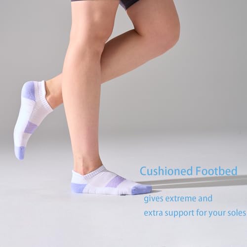 8 Pairs Running Ankle Socks Low Cut Cushioned Athletic Socks For Women and Men 6