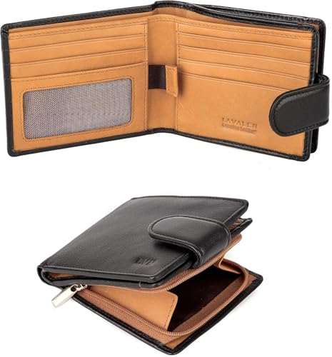 Soft Leather Wallet for Men - Mens Wallet Bifold with Zipper Coin Pocket - Holds Bills, Credit Cards, Coins - Carteras para Hombres Piel - Billeteras de Hombres Cuero Original - RFID Blocking.