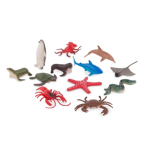 Terra 60-teilig Tierfiguren Sammlung Meerestiere Spielzeug Set – Hai, Schildkröte, Tintenfisch, Krabbe, Pinguin, Delphin und mehr – Spielzeug ab 3 Jahren, 2'