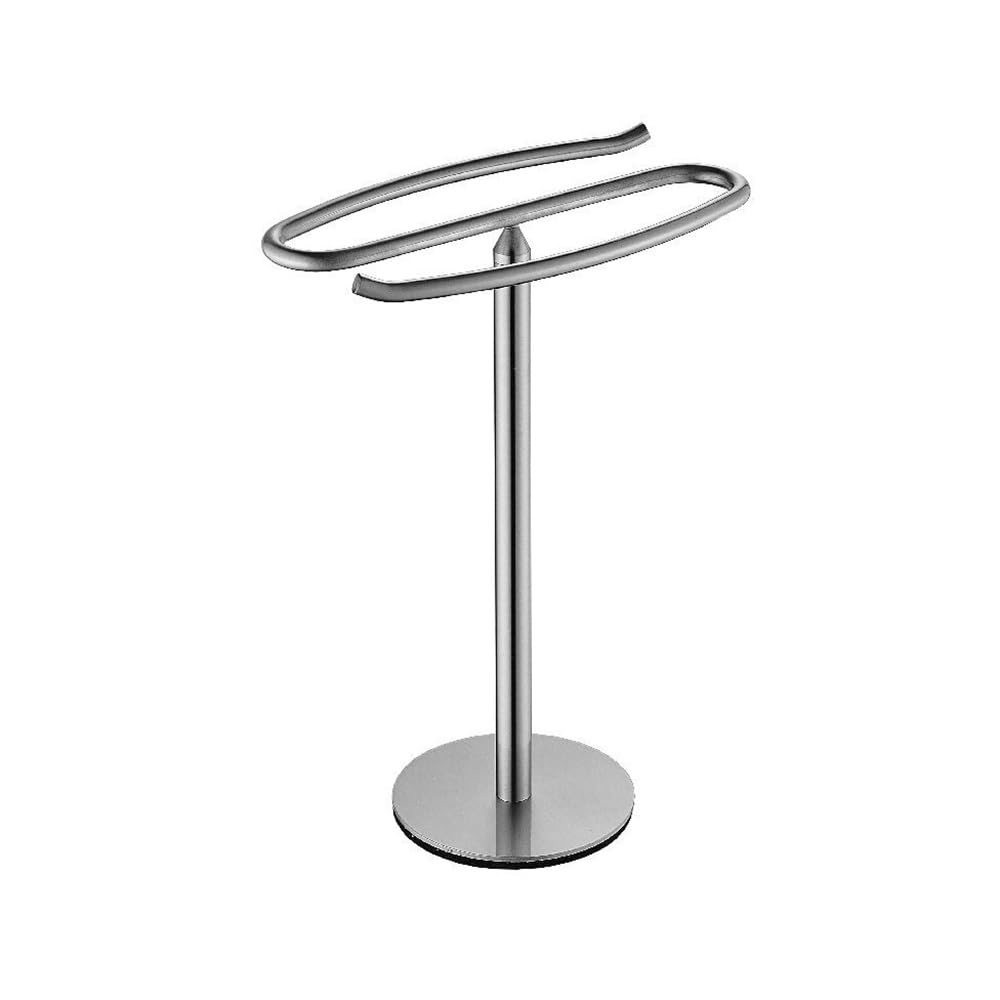towel rail Countertop Vertical Towel Rack Kitchen Desktop Mobile Storage 304 Stainless Steel Hanging(Silver)