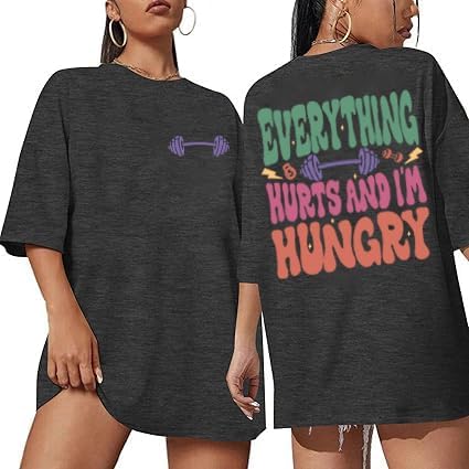 Funny Workout Shirts Women Oversized Be Happy Lift Heavy Shirt Gym Weightlifting Graphic Tshirt Casual Gym Tops