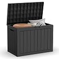 MAIUSCOLI 44 Gallon Outdoor Deck Box, Lockable Waterproof Outdoor Storage Boxes For Garden Tools,Indoor Cushions,Accessories Outside Storage Resin Weatherproof Container(Black)