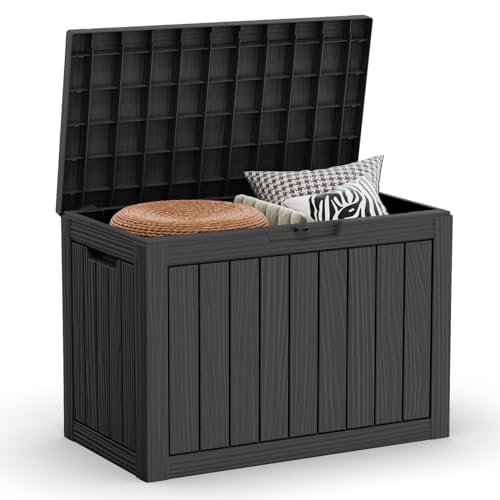 45 Gallon Waterproof Large Resin Deck Box Indoor/Outdoor Lockable...