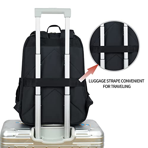 KROSER 15.6-Inch Stylish Laptop Backpack with USB Port for Travel and Business - Water-Repellent Nylon in Black for Women