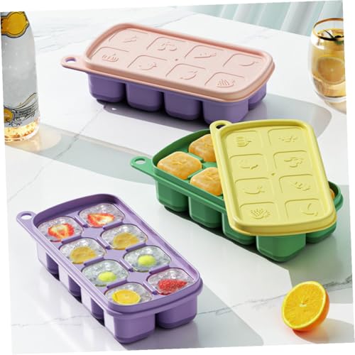 PRETYZOOM 3 piezas moldes para cubos de hielo con tapa miniatura 3