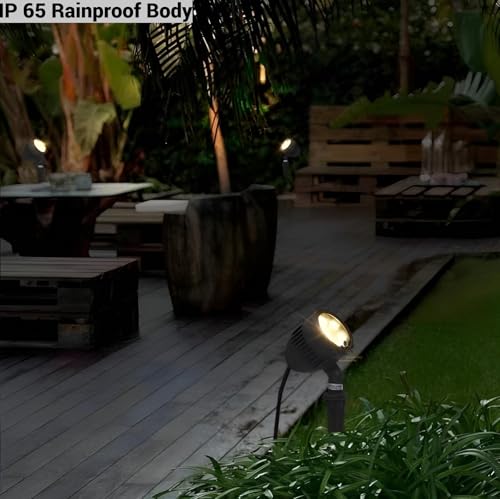 Image of FILLISKA LED Modern Outdoor Spike Light, Warm White, IP65 Waterproof, Garden Pathway Landscape Lighting (Black Spike-708)