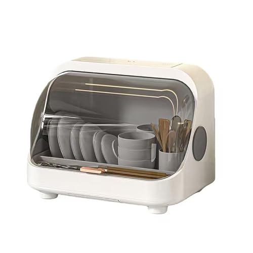 ZDQMAD デスクトップ消毒キャビネット食器乾燥機食器排水ラック家具装飾小型軽量大容量省スペースUSB充電家庭用食器収納に最適 (ホワイト)