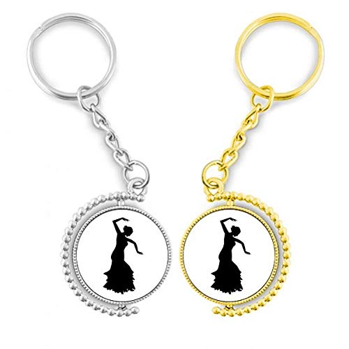 Porte-clés de danse folklorique anneau métal doré pour clés