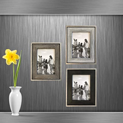 Tasse Verre 8X10" Rustic Picture Frames - (3-Pack)- Distressed Farmhouse Industrial Frame - Ready To Hang Or Stand - Built-In Easel - Silver Galvanized Metal Look With Wood Insert (8X10" (3-Pack)) #TOP3