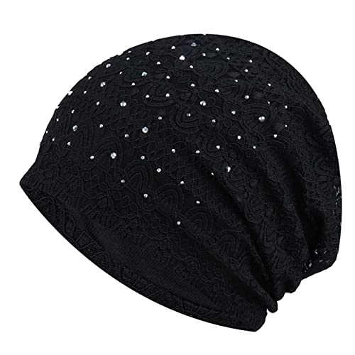 PRDECE Kopfbedeckung Damen, Haarausfall Bandana Beanie, Baumwolle Bandana Damen/Herren, Lose Beanie Bandana Schal Schlafmütze, Chemo Krebs Cap für Chemotherapie und Haarausfall, Schwarz , One size Cover