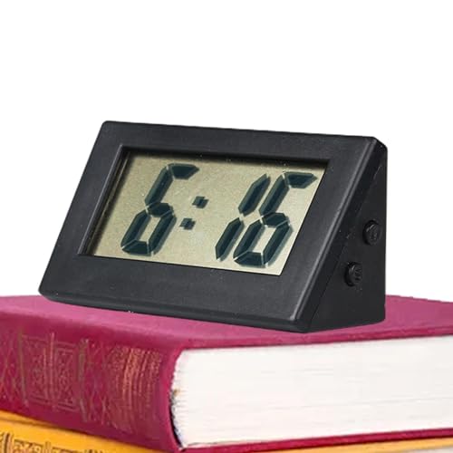 Meindin Reloj digital pequeño, reloj digital, reloj de escritorio eléctrico sin tictac, reloj digital LCD pequeño con batería de botón, mesa, dormitorio, hogar, viajes, simple, fácil de leer