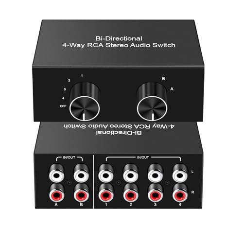 Image of Y.D.F 4-Way Bi-Directional RCA Switch, HiFi AV L /R Sound Channel 2 in 4 Out or 4 in 2 Out, L /R Sound Channel Audio Switcher Splitter RCA Stereo Selector for DVD Stereo Speaker CD Player