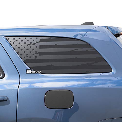 BOGAR TECH DESIGNS - Precut Distressed American Flag Rear Side Quarter Window Decals Compatible with Dodge Durango 2014-2021, Matte Black